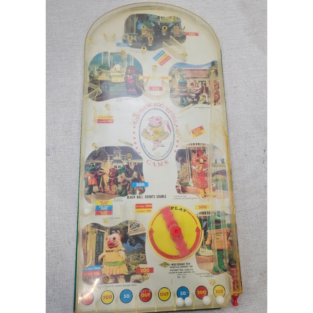 Wolverine Toy New Zoo Revue Pinball Game Kids OS‎ Green Vintage 1970s No 154 USA